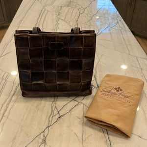 Patricia Nash Brown Woven Genuine Leather Tote